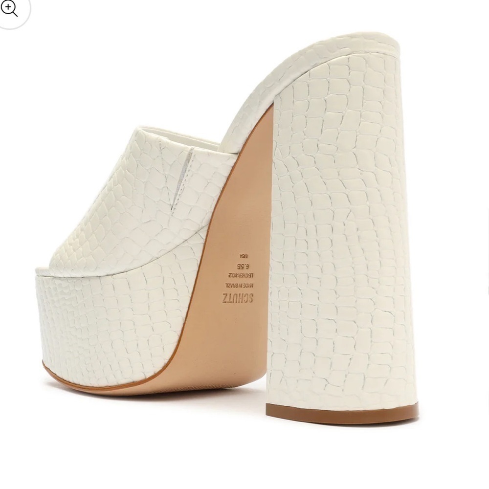 ▶️ SCHUTZ ◀️ Darah White Croc Platform Slides Sandals - Picture 3 of 16